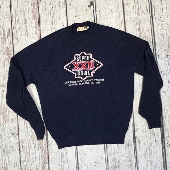 Vintage 80s Super Bowl XXII Washigton Redskins Logo 7 NFL Football Sweater - Picture 1 of 4